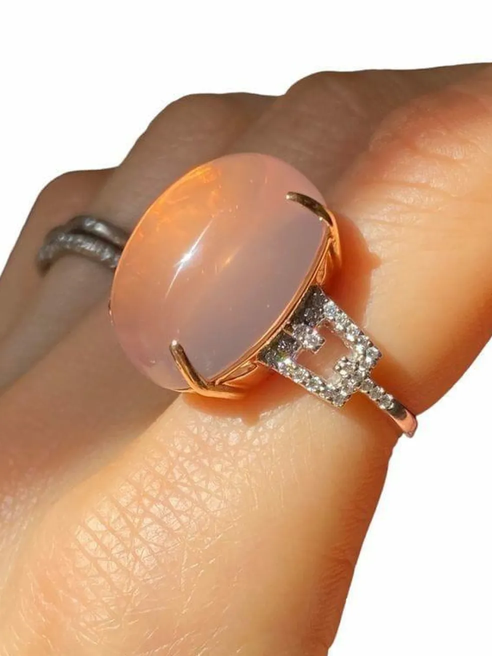 BRANAR PARIS - Importante bague or jaune et blanc, quartz rose
