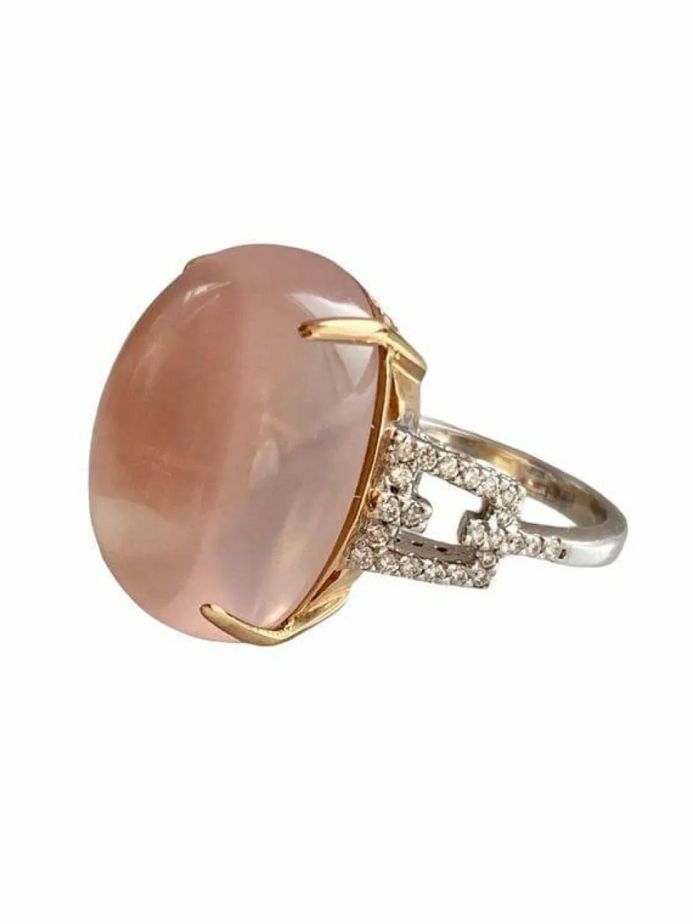 BRANAR PARIS - Importante bague or jaune et blanc, quartz rose