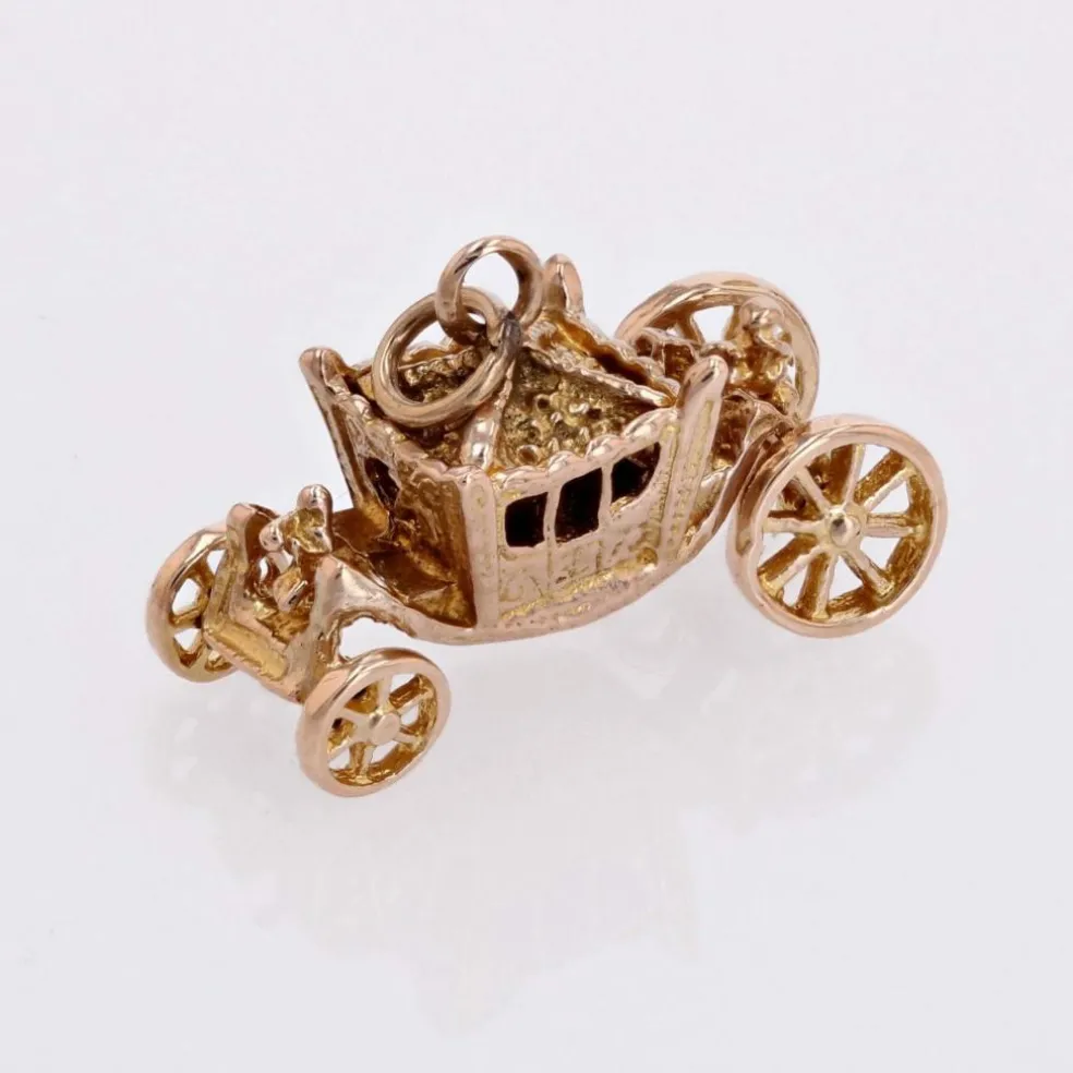 Breloque carrosse or jaune