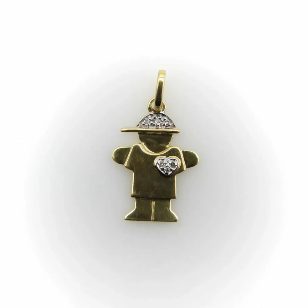 Breloque enfant stylisée or et diamants