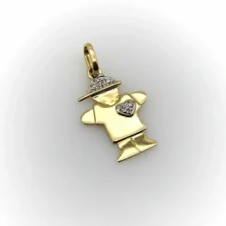 Breloque enfant stylisée or et diamants