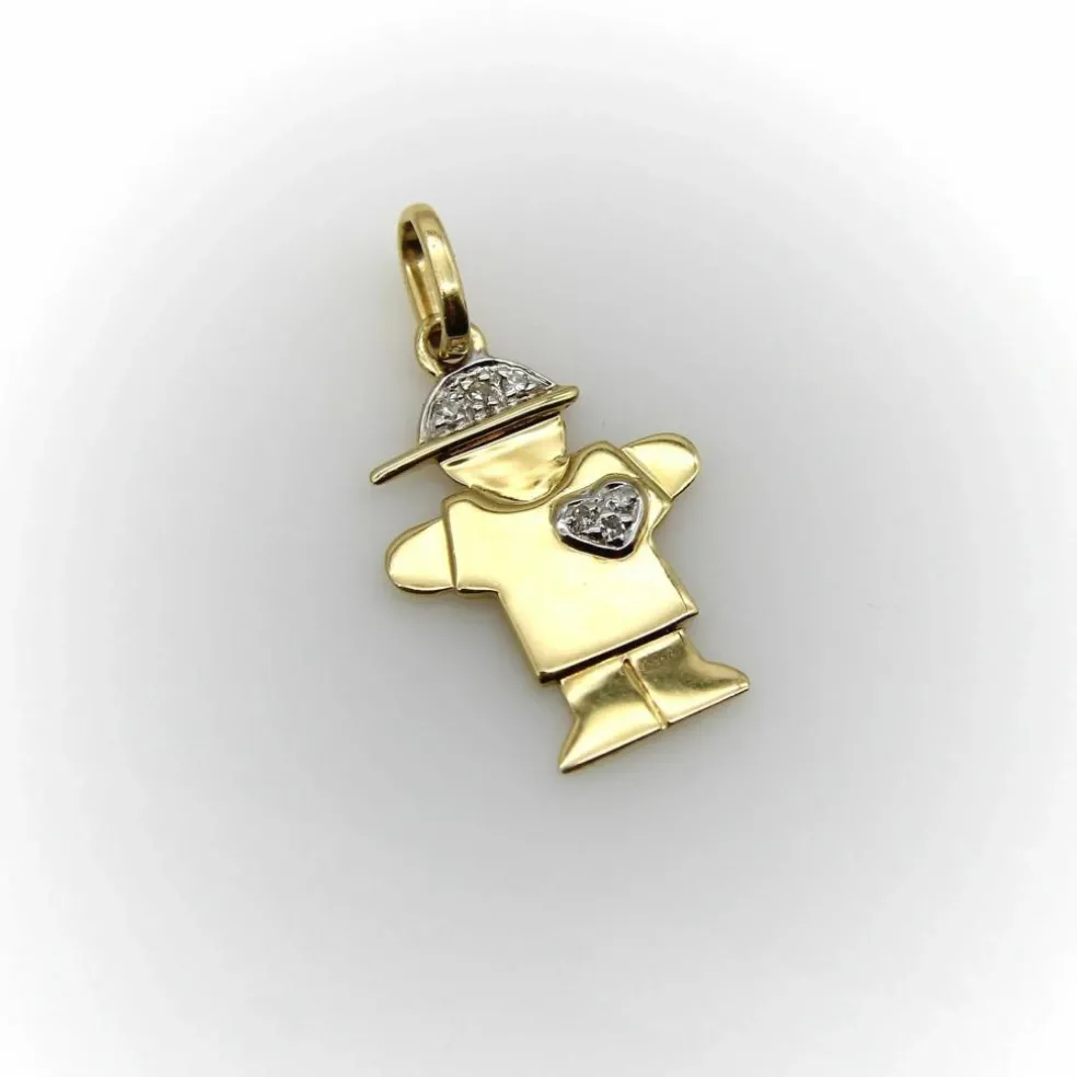 Breloque enfant stylisée or et diamants
