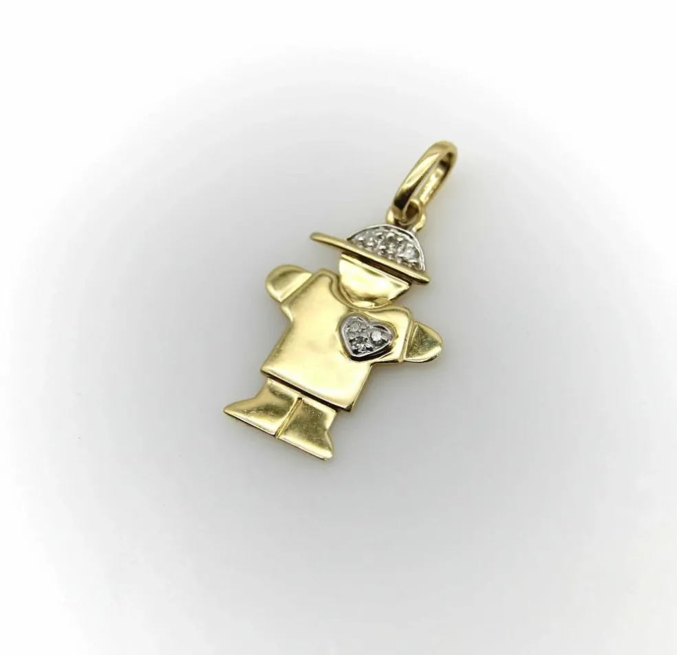 Breloque enfant stylisée or et diamants