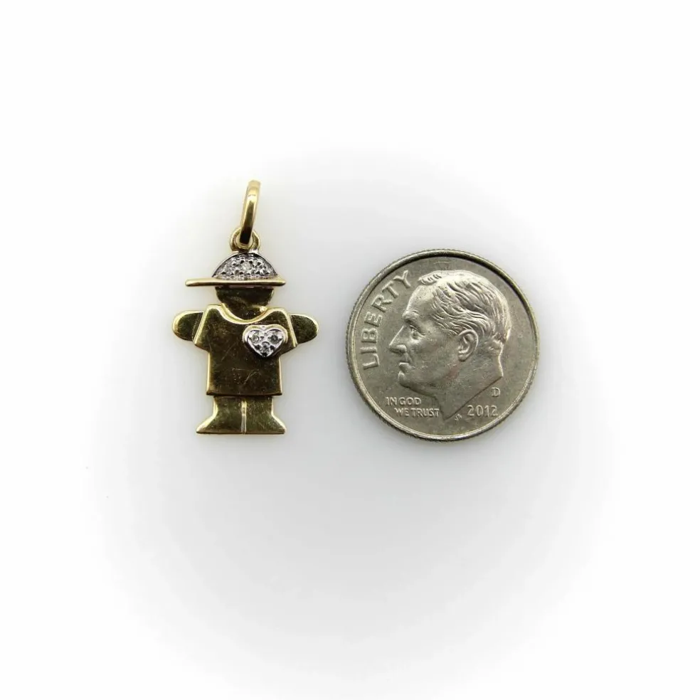 Breloque enfant stylisée or et diamants