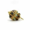 Breloque lanterne vintage extra large en or 18 carats de style étrusque avec pierres incrustées