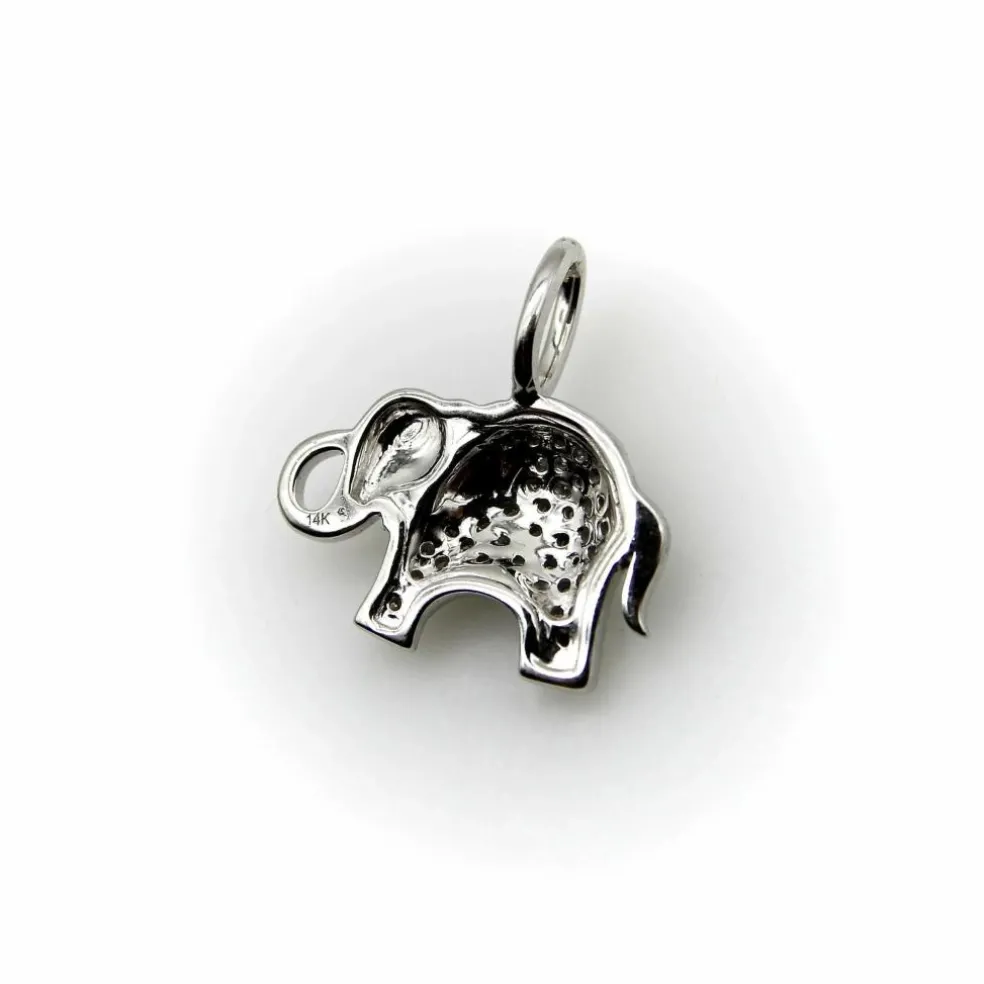 Breloque éléphant en or blanc avec pavé de diamants