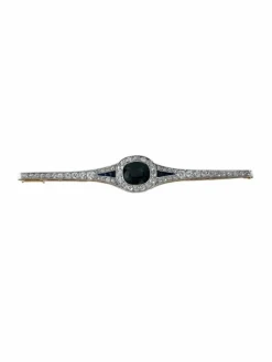 Broche Art Déco en Or, Saphirs et Diamants