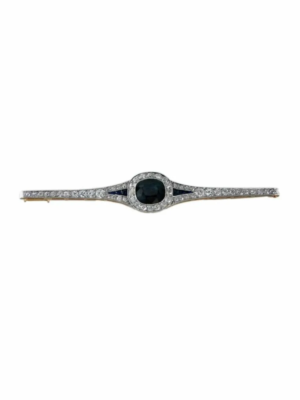 Broche Art Déco en Or, Saphirs et Diamants