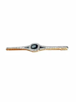 Broche Art Déco en Or, Saphirs et Diamants