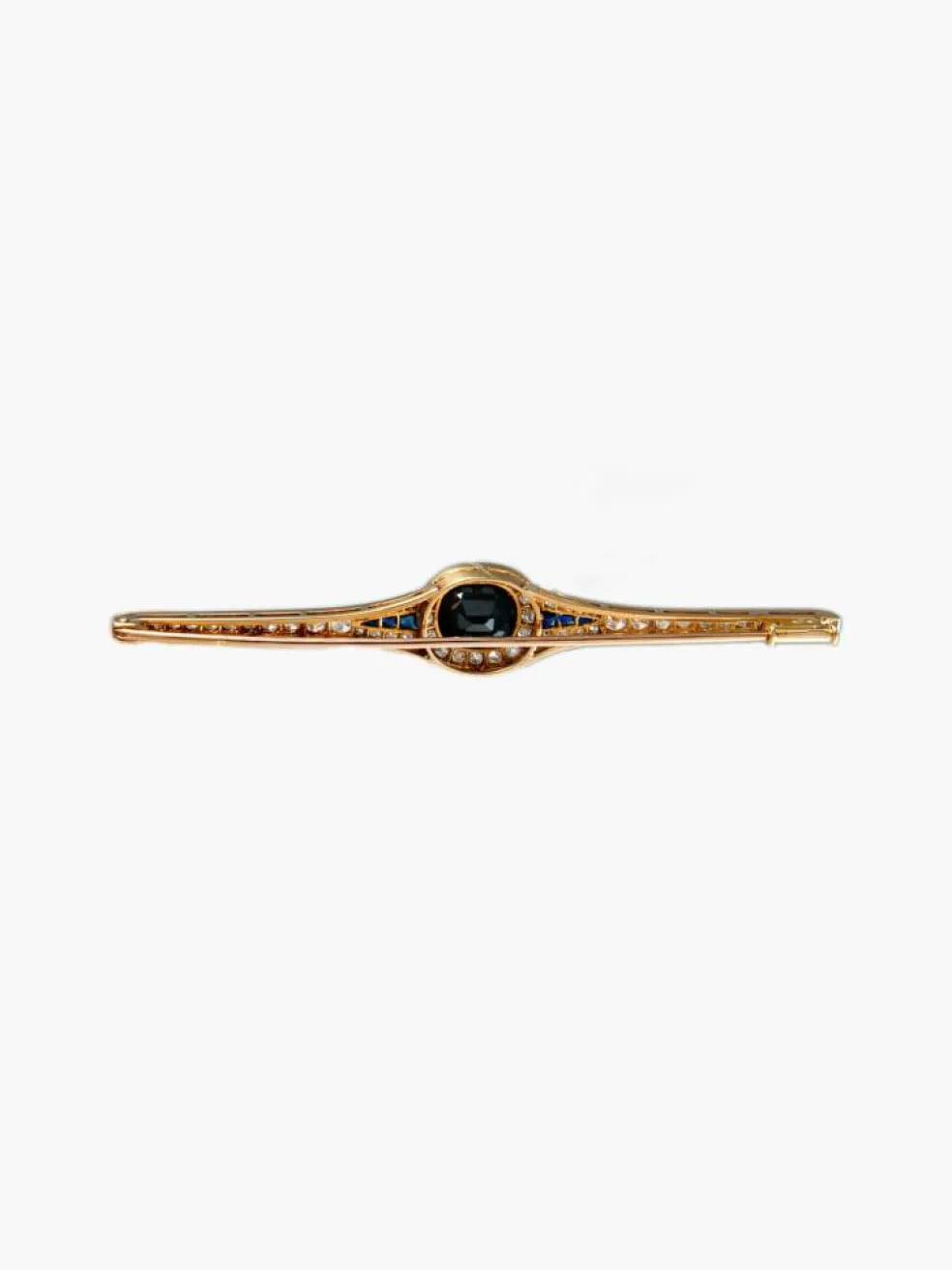 Broche Art Déco en Or, Saphirs et Diamants