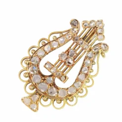Broche - Diamants et Harmonie : Broche-Pendentif Lyre Or 1870