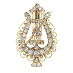 Broche - Diamants et Harmonie : Broche-Pendentif Lyre Or 1870
