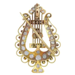 Broche - Diamants et Harmonie : Broche-Pendentif Lyre Or 1870