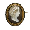 Broche - Or, Camée Agate, Email