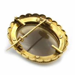 Broche - Or, Camée Agate, Email