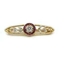 Broche - Or, Diamants et Rubis