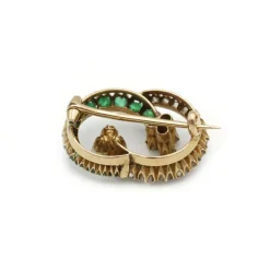 Broche - Or, Emeraudes, Diamants & Perles