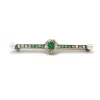Broche - Or jaune Argent Diamants & Emeraudes