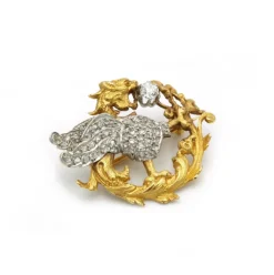Broche - Or jaune, Platine & Diamants