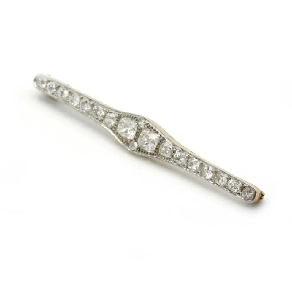 Broche - Or, Platine & Diamants