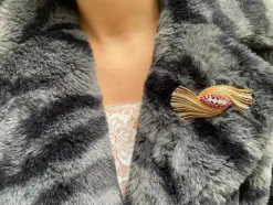 Broche 2 Ors Diamants Rubis