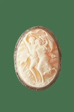 Broche / pendentif ancienne camée or jaune et blanc