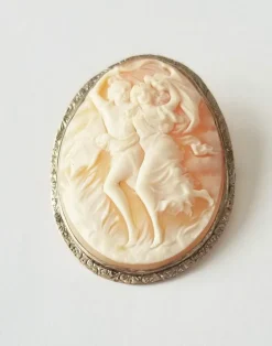 Broche / pendentif ancienne camée or jaune et blanc