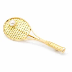 Broche / Pendentif Raquette de tennis Perles Or jaune
