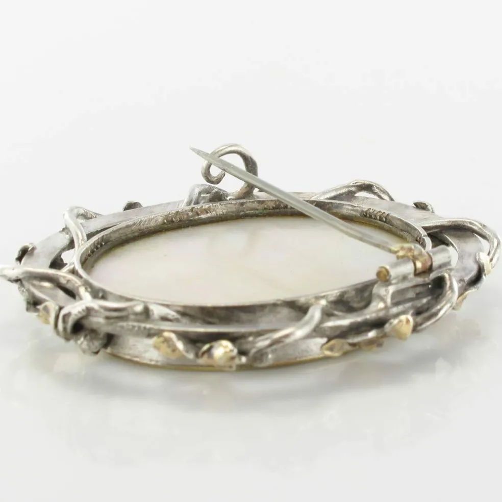 Broche ancienne argent cheveux souvenir