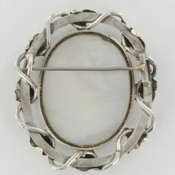 Broche ancienne argent cheveux souvenir