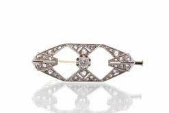 Broche ancienne Art Déco diamants en or et platine