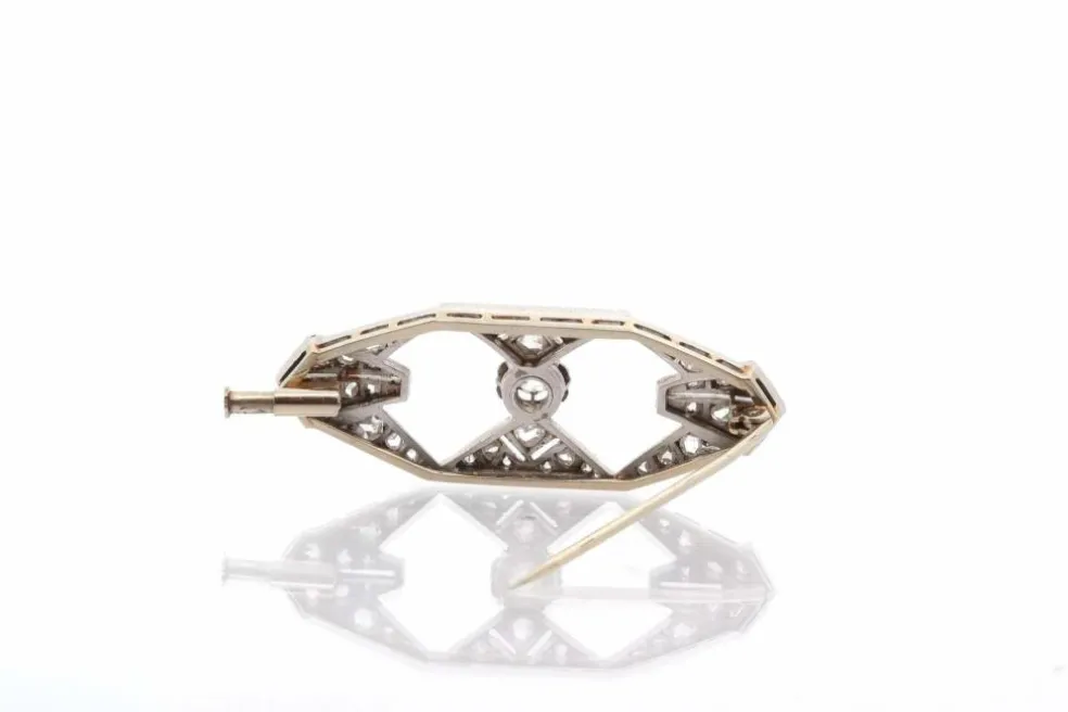 Broche ancienne Art Déco diamants en or et platine