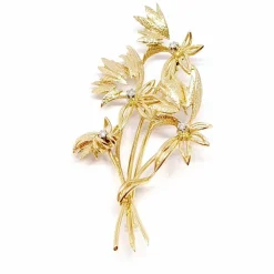 Broche ancienne "bouquet de fleurs" or jaune 18 carats diamants