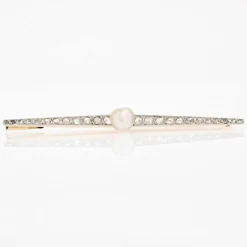 Broche ancienne Charles Templier Perle fine et diamants