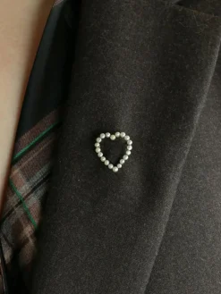 Broche ancienne coeur perles fines or jaune