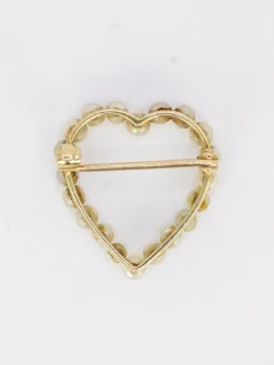 Broche ancienne coeur perles fines or jaune
