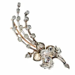 Broche ancienne diamants branche fleurie