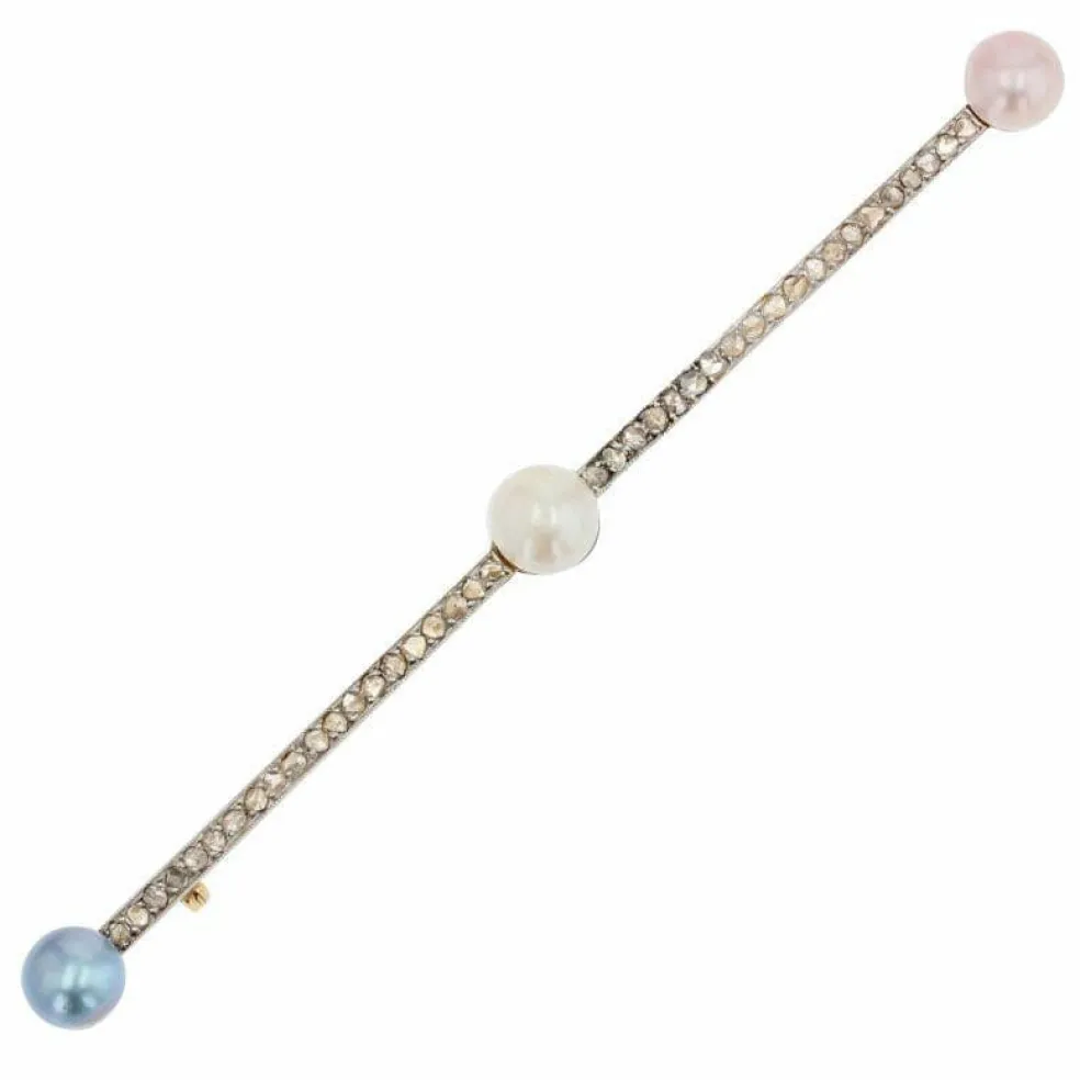 Broche ancienne diamants perles fines