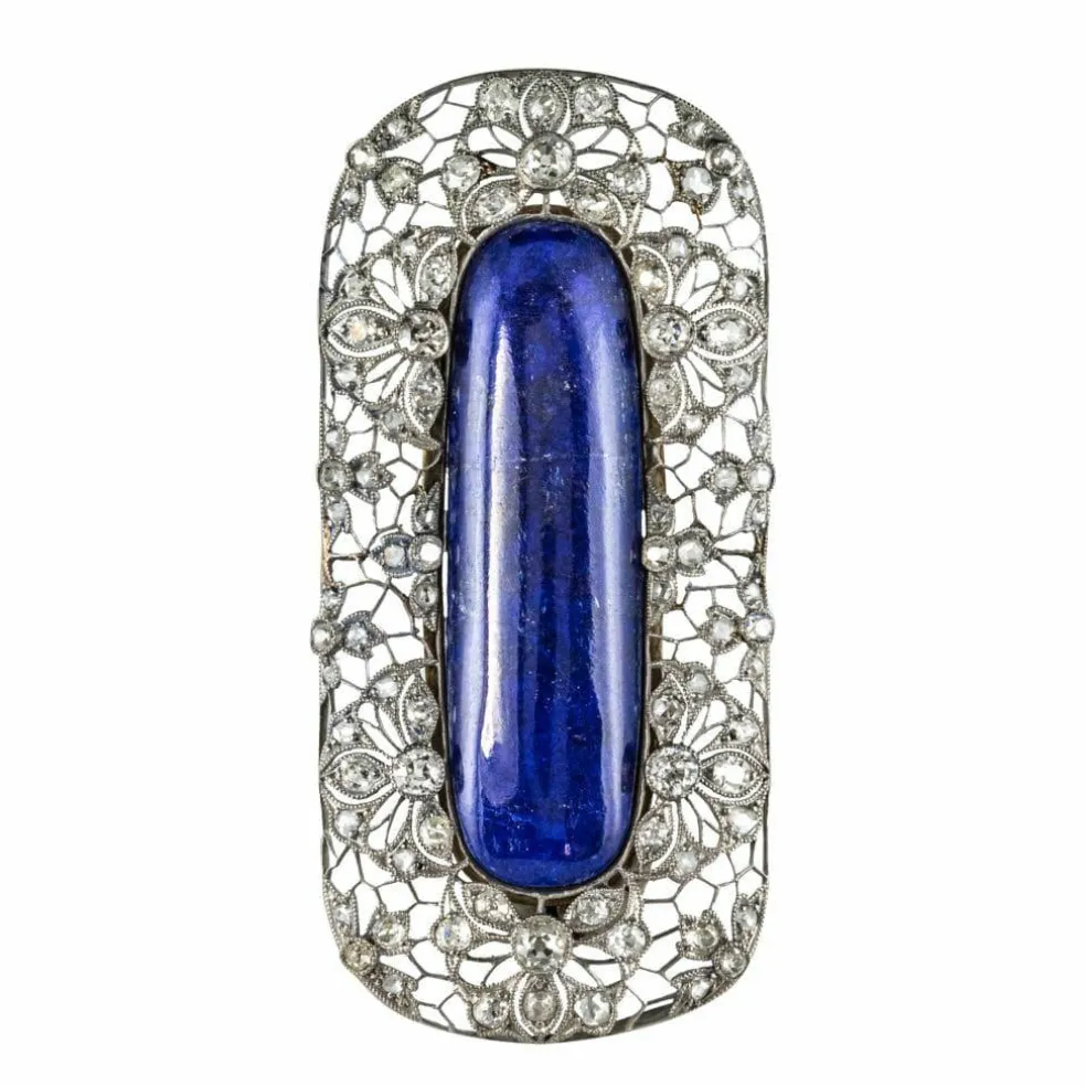 Broche ancienne diamants et lapis lazuli