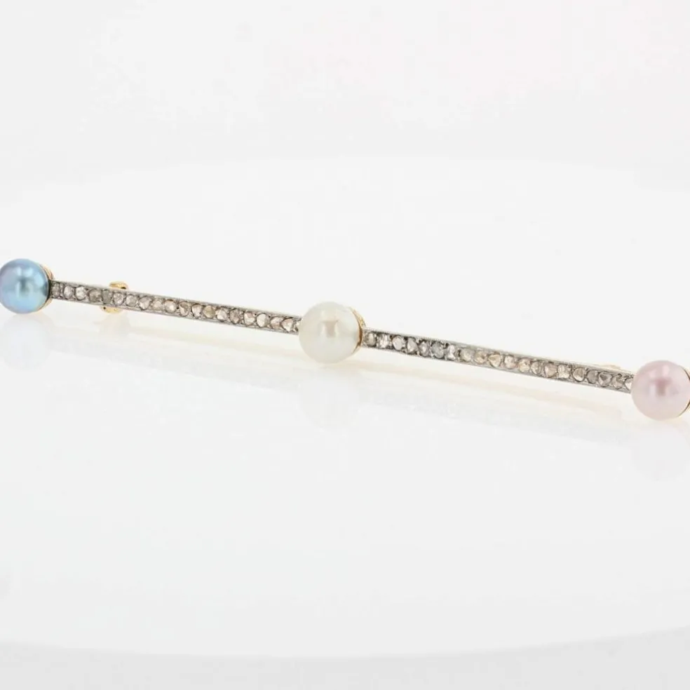 Broche ancienne diamants perles fines