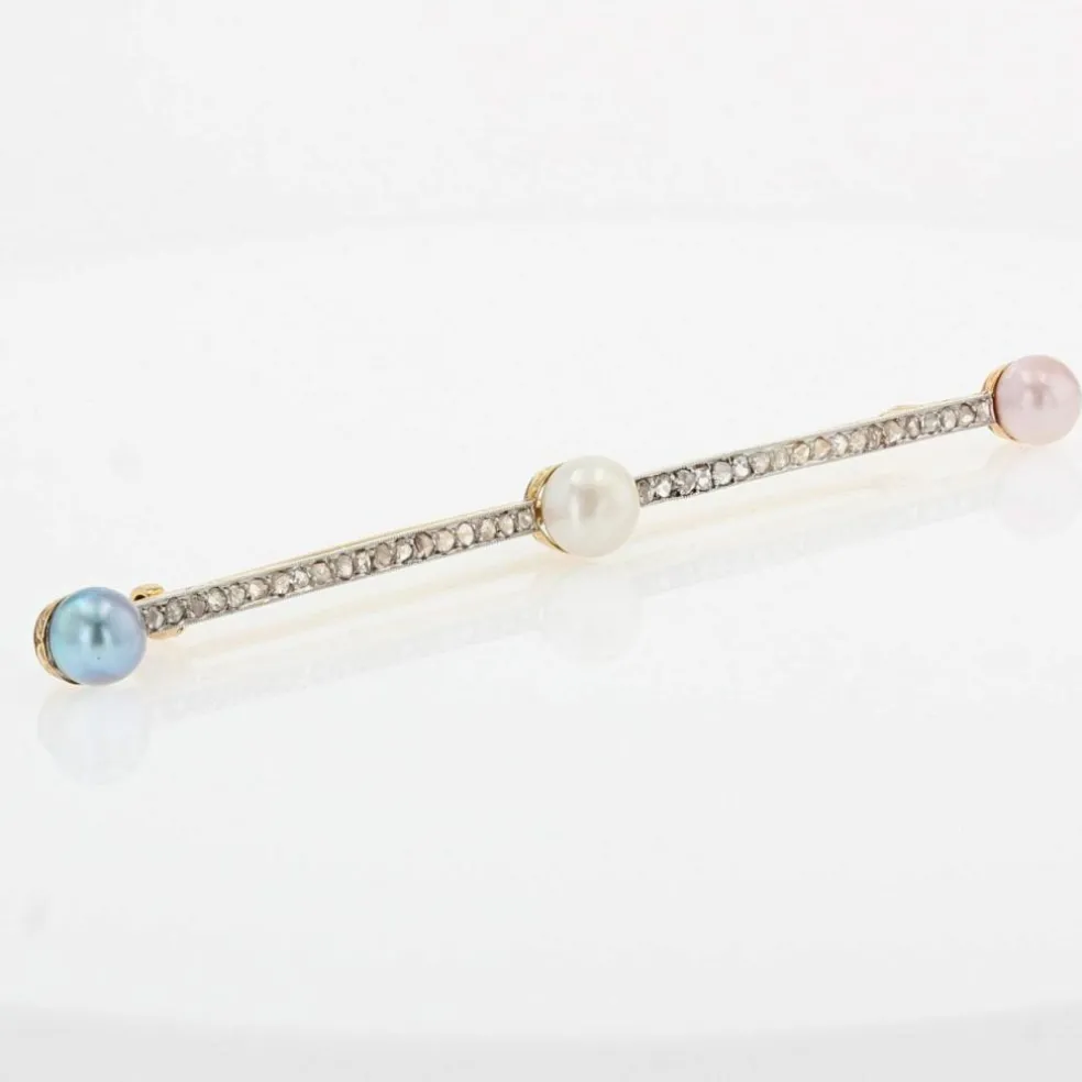 Broche ancienne diamants perles fines
