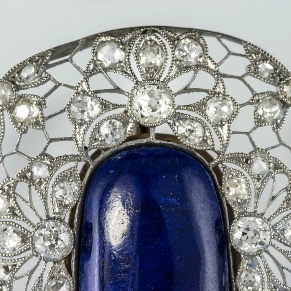 Broche ancienne diamants et lapis lazuli