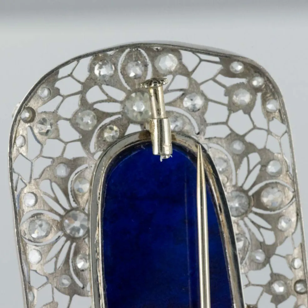 Broche ancienne diamants et lapis lazuli
