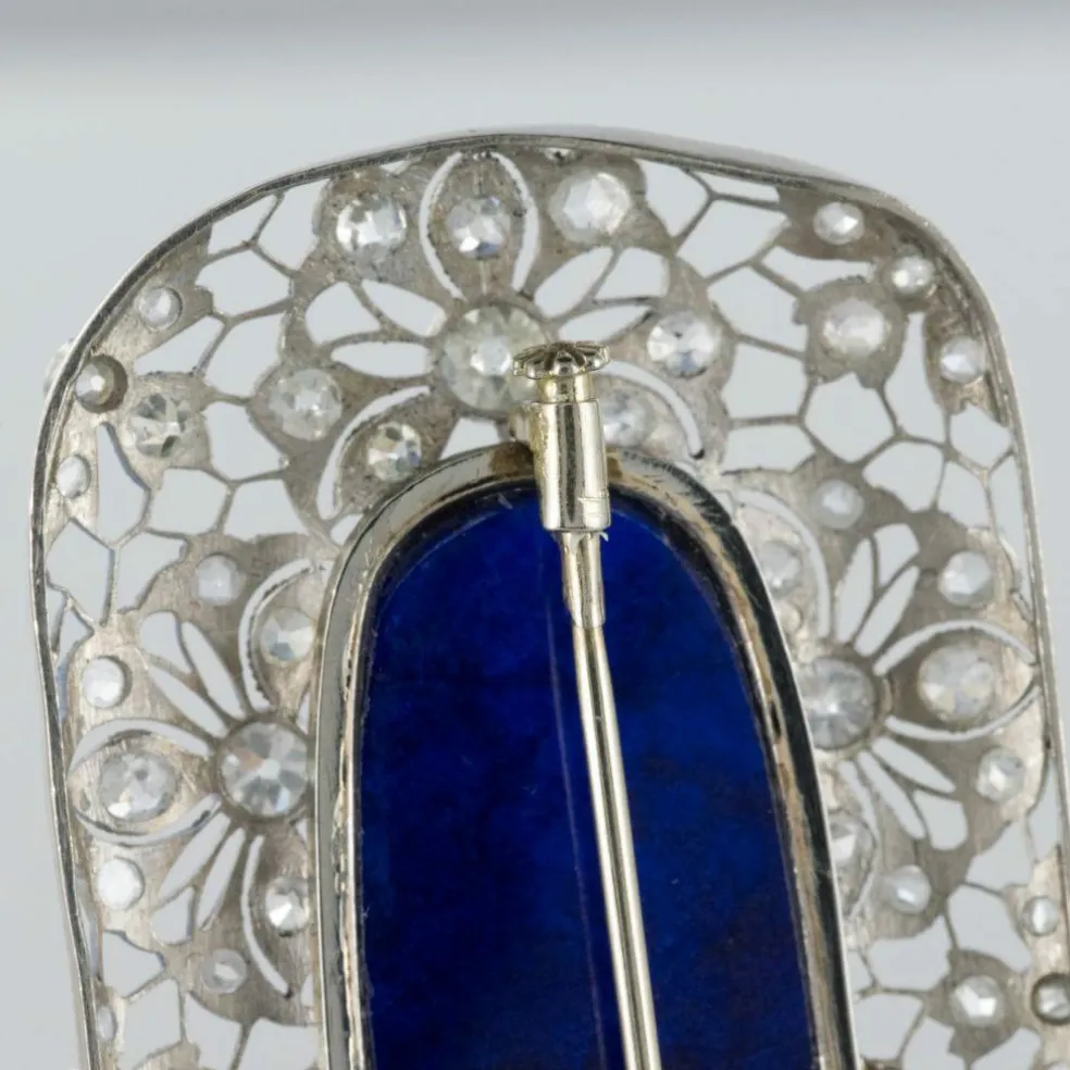 Broche ancienne diamants et lapis lazuli
