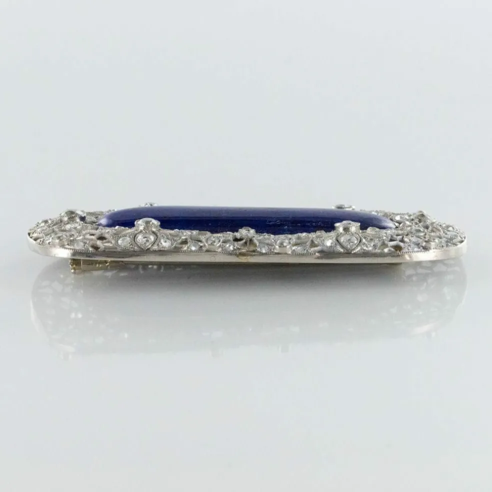 Broche ancienne diamants et lapis lazuli