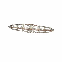 Broche ancienne en or , perles et diamants