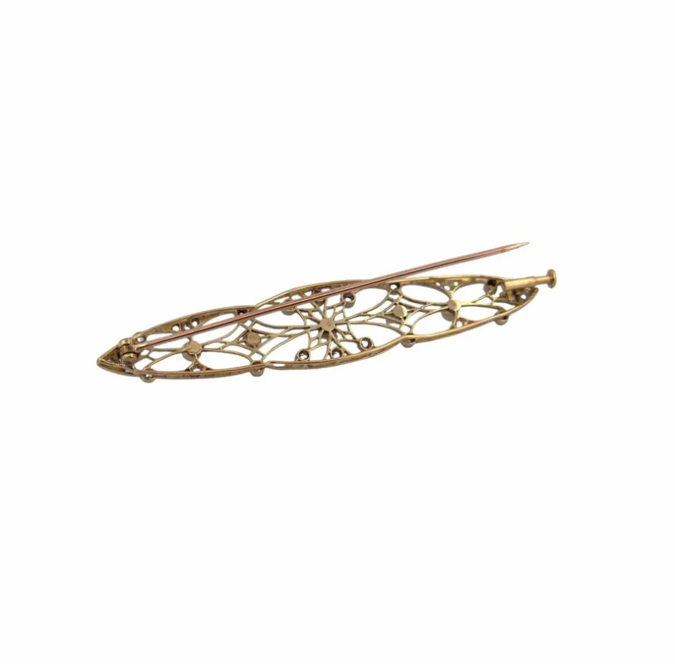 Broche ancienne en or , perles et diamants