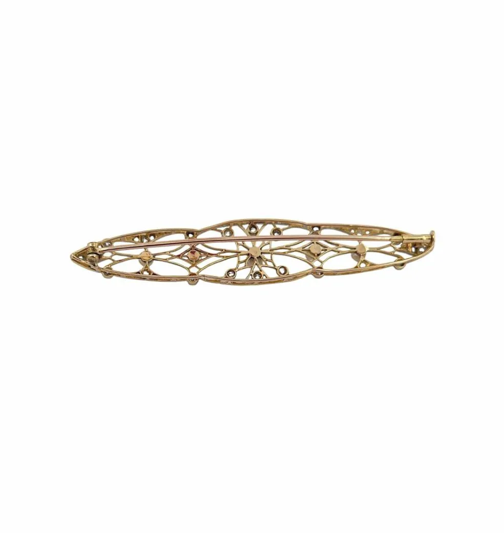 Broche ancienne en or , perles et diamants