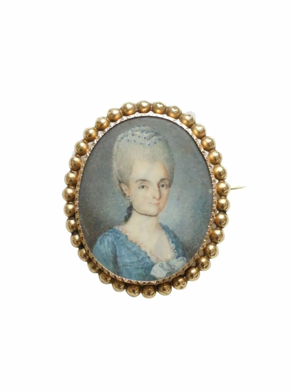 Broche ancienne en or et portrait miniature