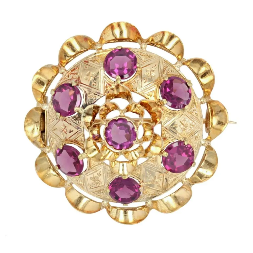 Broche ancienne en or et grenats